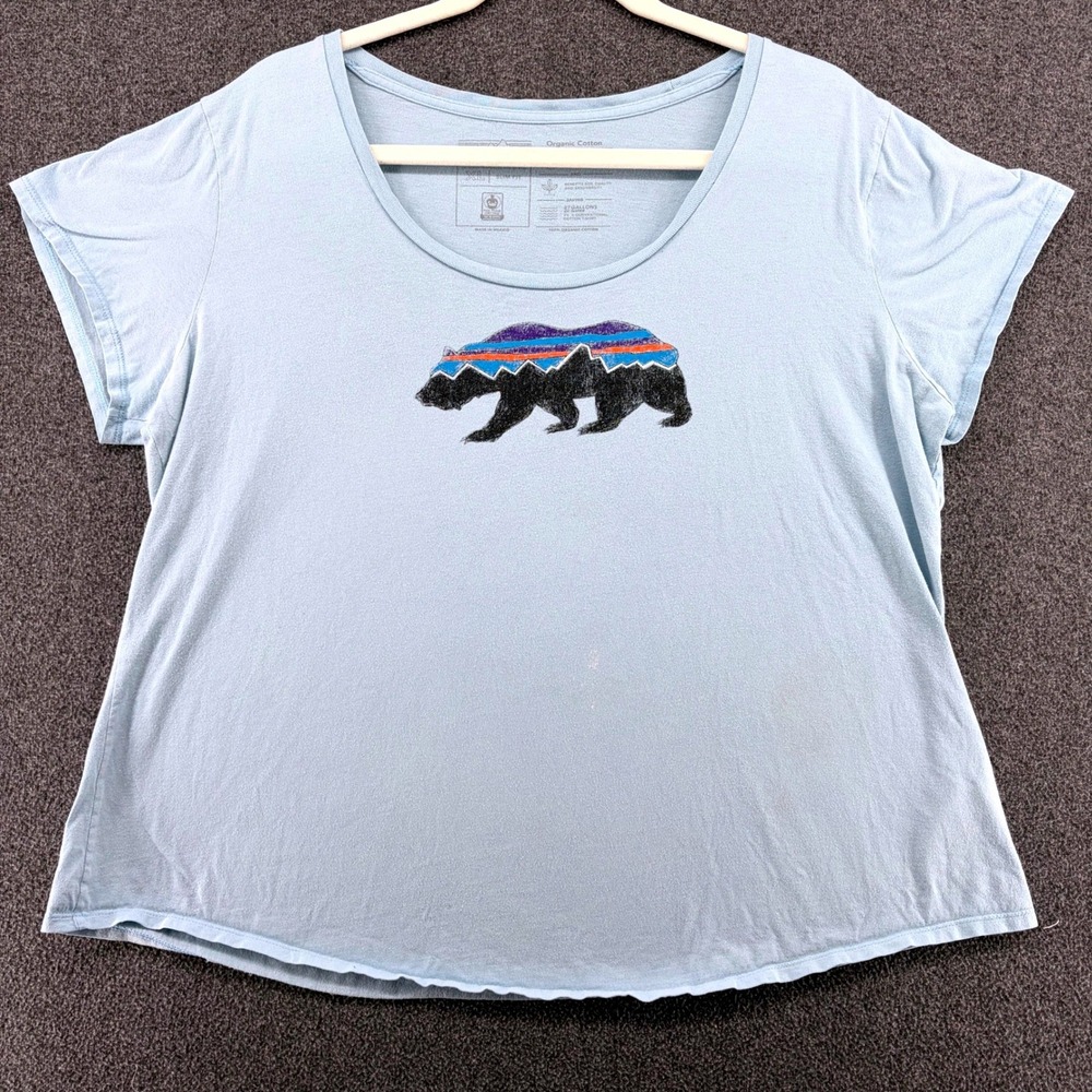 Patagonia Light Blue Bear Graphic Short Sleeve Tee